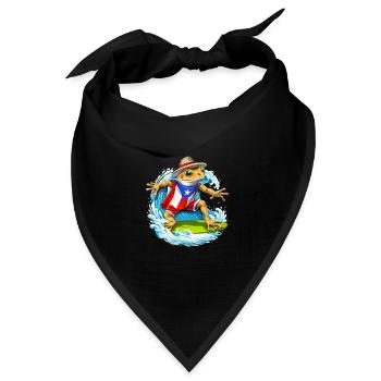 Puerto Rico Coqui Frosch Surfen - Bandana Dreieckstuch - Schwarz - Vorne