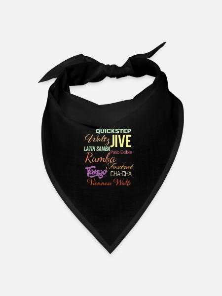 Ballsaal Tanz Worte - Walzer Jive Samba Paso Doble - Bandana Dreieckstuch - Schwarz