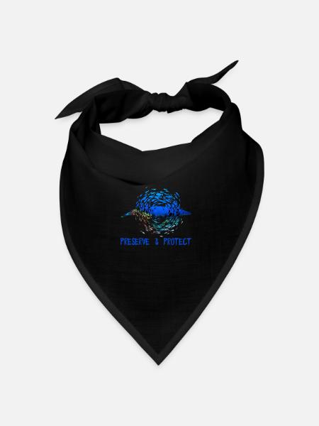 Preserve Protect Umweltschutz Klimaschutz Blauwal - Bandana Dreieckstuch - Schwarz