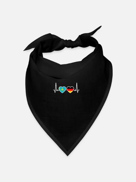 Kasachstan Deutschland Herzschlag Flagge Kasache - Bandana Dreieckstuch - Schwarz