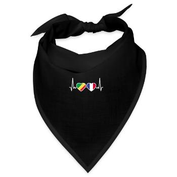 Republik Kongo Frankreich Herzschlag Flagge - Bandana Dreieckstuch - Schwarz - Vorne