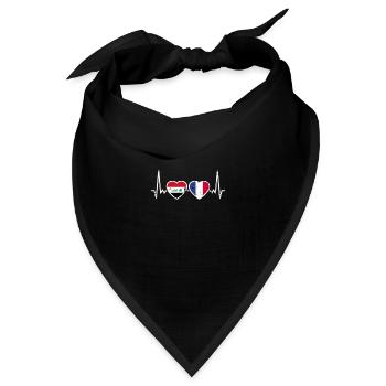 Irak Frankreich Vintage Herzschlag Flagge Iraker - Bandana Dreieckstuch - Schwarz - Vorne