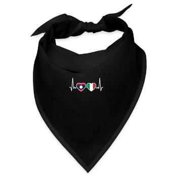 Laos Italien Herzschlag Flagge Italienisch Laote - Bandana Dreieckstuch - Schwarz - Vorne