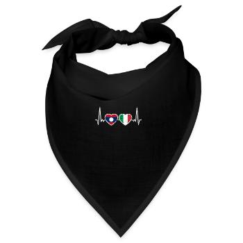 Laos Italien Vintage Herzschlag Flagge Laote - Bandana Dreieckstuch - Schwarz - Vorne