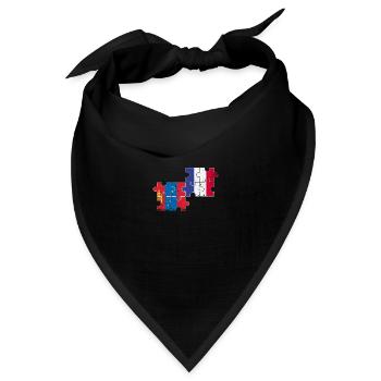 Mongolei Frankreich Vintage Flagge Mongolisch - Bandana Dreieckstuch - Schwarz - Vorne
