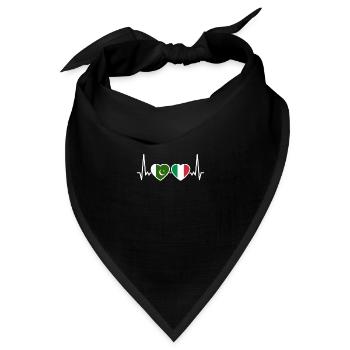Pakistan Italien Herzschlag Flagge Pakistaner - Bandana Dreieckstuch - Schwarz - Vorne