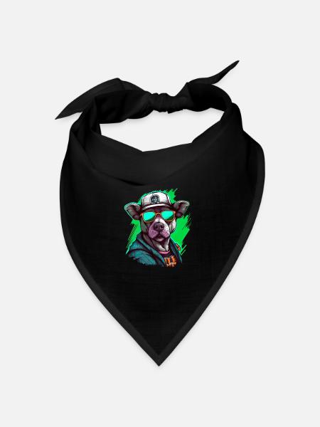 Streetart Hund Urban Rap Street - Bandana Dreieckstuch - Schwarz