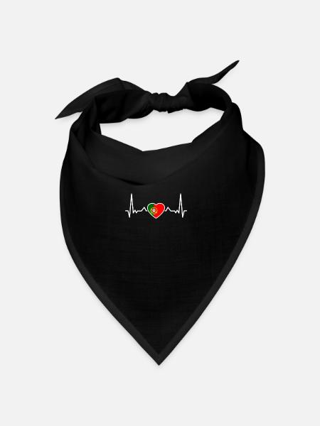 Portugal Herzschlag Portugiesische Flagge - Bandana Dreieckstuch - Schwarz