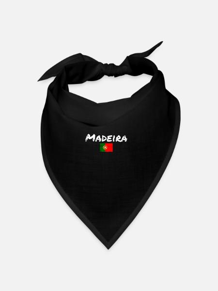 Madeira Portugal Vintage Portugiesische Flagge - Bandana Dreieckstuch - Schwarz
