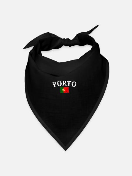 Porto Portugal Vintage Portugiesische Flagge - Bandana Dreieckstuch - Schwarz