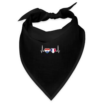 Paraguay Frankreich Herzschlag Flagge Paraguayer - Bandana Dreieckstuch - Schwarz - Vorne