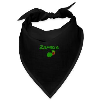Zambia Vintage Karte Sambia Sambische Flagge - Bandana Dreieckstuch - Schwarz - Vorne