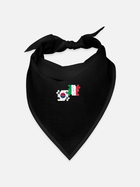 Südkorea Italien Flagge Italiener Südkoreaner - Bandana Dreieckstuch - Schwarz