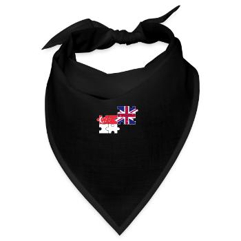 Singapur UK Flagge Britisch Singapurisch - Bandana Dreieckstuch - Schwarz - Vorne