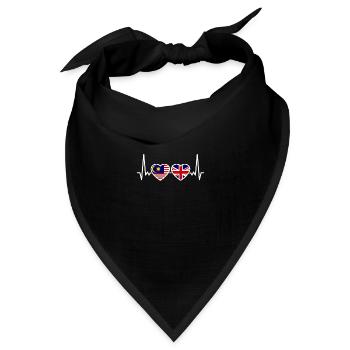 Malaysia UK Herzschlag Flagge Britisch Malaysisch - Bandana Dreieckstuch - Schwarz - Vorne
