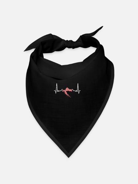 Kroatien Vintage Karte Herzschlag Flagge Kroate - Bandana Dreieckstuch - Schwarz