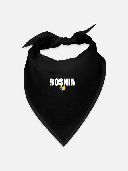 Bosnia Bosnien Vintage Bosnische Flagge Bosnier - Bandana Dreieckstuch - Schwarz