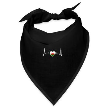 Wales Herzschlag Walisische Flagge Waliser - Bandana Dreieckstuch - Schwarz - Vorne