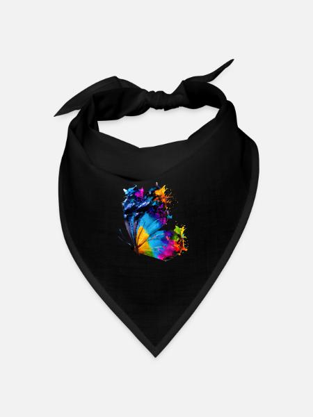 Schmetterling mit Farbklecksen - Bandana Dreieckstuch - Schwarz