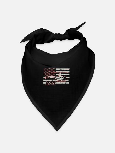 R44 Helicopter Pilot Amerikanische Flagge USA - Bandana Dreieckstuch - Schwarz