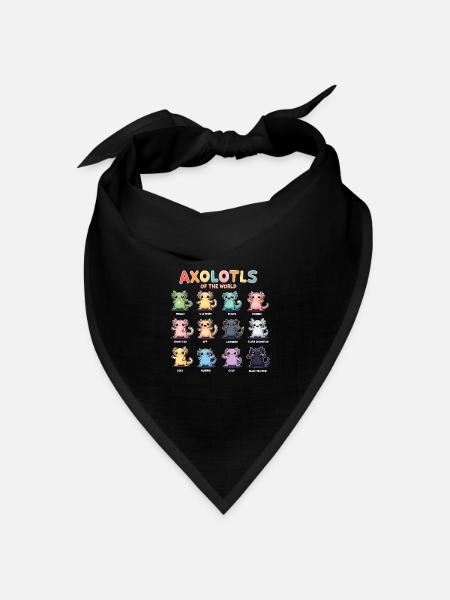 Axolotls Of The World Kawaii Arten von Axolotl - Bandana Dreieckstuch - Schwarz