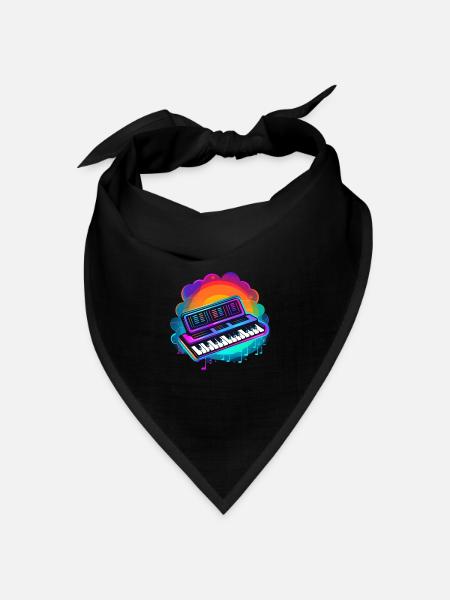 Keyboarder Synthwave 80s Geschenk - Bandana Dreieckstuch - Schwarz