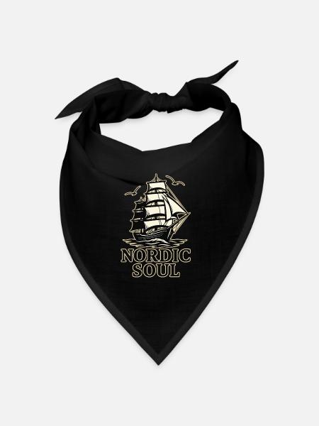 Nordic Soul – Maritimes Vintage Segelschiff Design - Bandana Dreieckstuch - Schwarz