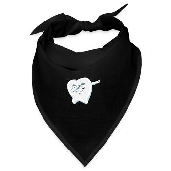 Dabbender Zahn Milchzahn Zahnarzt Geschenk - Bandana Dreieckstuch - Schwarz - Vorne