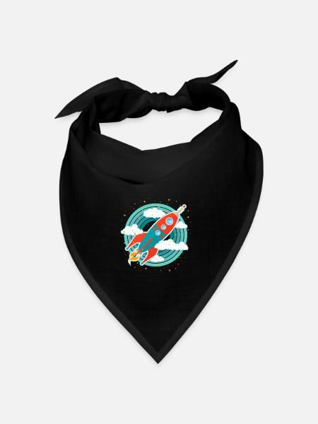 Retro Rakete (Kreise) - Bandana Dreieckstuch - Schwarz