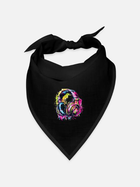 Graffiti Kopfhörer Headphones - Bandana Dreieckstuch - Schwarz