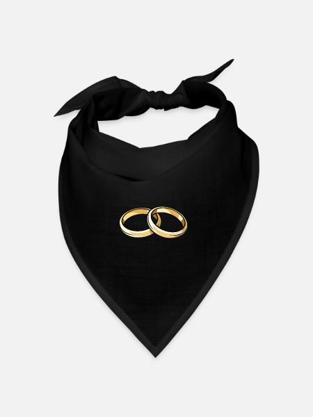 Eheringe Hochzeit - Bandana Dreieckstuch - Schwarz