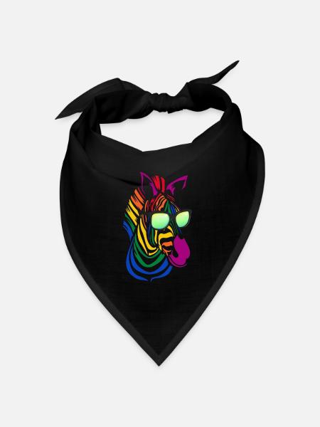 Cooles Buntes Zebra Mit Sonnenbrille Safari Bunt A - Bandana Dreieckstuch - Schwarz