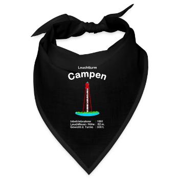 Leuchtturm Campen an der Ems Nordsee Handzeichnung - Bandana Dreieckstuch - Schwarz - Vorne