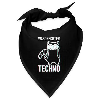 Trippy Techno Waschbär - Waschechter Techno - Bandana Dreieckstuch - Schwarz - Vorne
