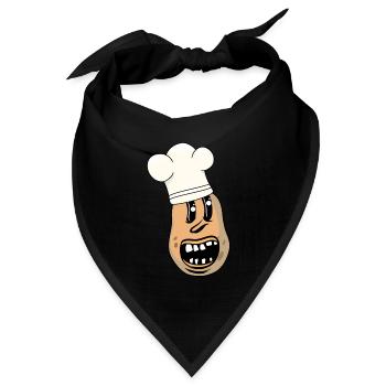 Lustige Kartoffel Gemüse Koch Restaurant kochen - Bandana Dreieckstuch - Schwarz - Vorne