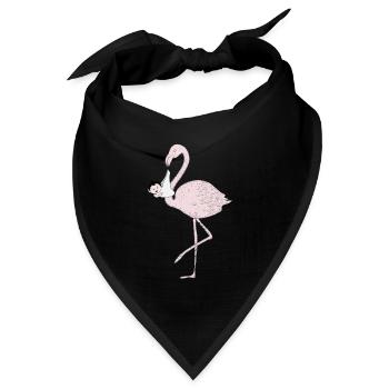 Flamingo bringt das Baby anstatt der Storch - Bandana Dreieckstuch - Schwarz - Vorne