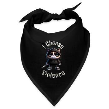 I Choose Violence Cat I Cat Lover I Anti Social - Bandana Dreieckstuch - Schwarz - Vorne