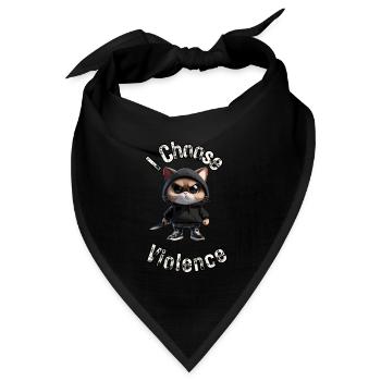 I Choose Violence Cat I Cat Lover I Anti Social - Bandana Dreieckstuch - Schwarz - Vorne