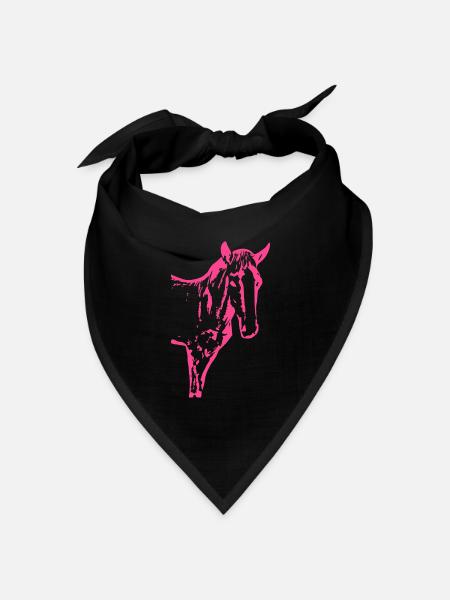 Pferdekopf Pferd Reiten Mädchen Geschenk - Bandana Dreieckstuch - Schwarz