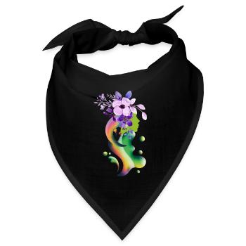 Ein Mädchen mit Blumen Schwebendes Mädchen - Bandana Dreieckstuch - Schwarz - Vorne