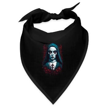 Horror Nonne Halloween Grusel Creepy - Bandana Dreieckstuch - Schwarz - Vorne