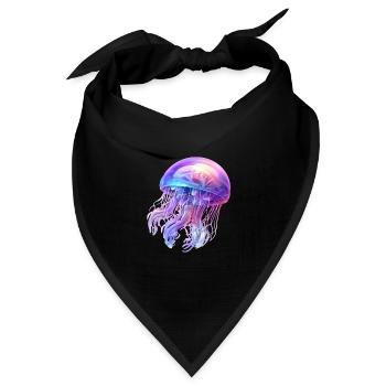 Qualle Farbenfroh & Transparent - Bandana Dreieckstuch - Schwarz - Vorne