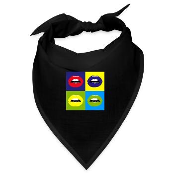 Pop Art / Comic: Kussmund, Lippen, Lippenstift - Bandana Dreieckstuch - Schwarz - Vorne