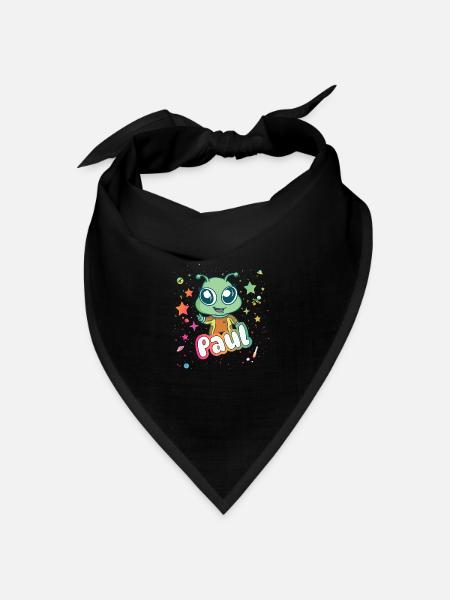 PAUL - Schöner Junge Name mit süßem Alien - Bandana Dreieckstuch - Schwarz