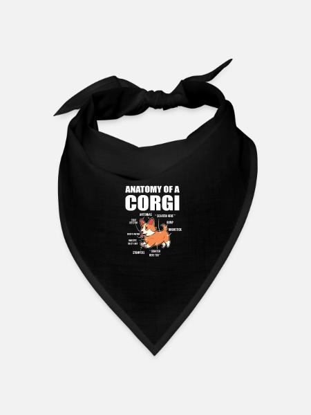 Corgi Anatomie - Bandana Dreieckstuch - Schwarz