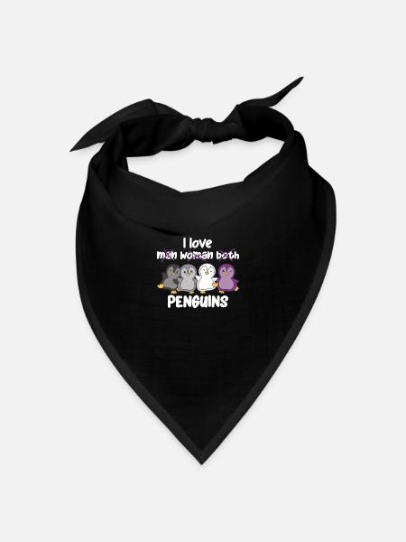 Asexual Flag Pride LGBTQ süßer Pinguin - Bandana Dreieckstuch - Schwarz
