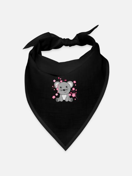 Maus süße Tiere für Kinder Kawaii - Bandana Dreieckstuch - Schwarz