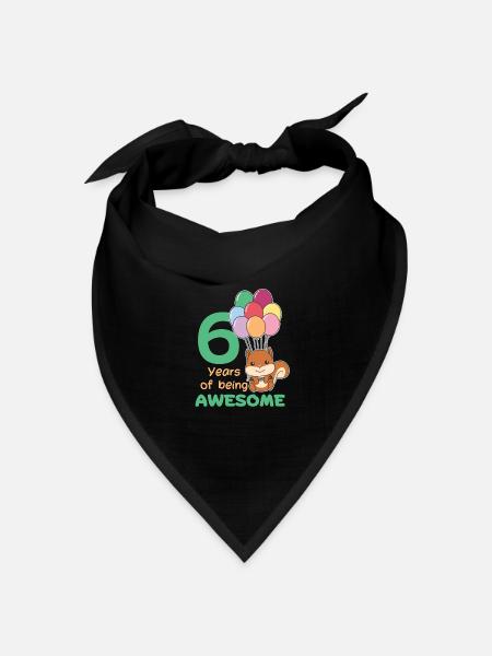 Eichhörnchen zum 6. Geburtstag Kinder sechs Jahre - Bandana Dreieckstuch - Schwarz