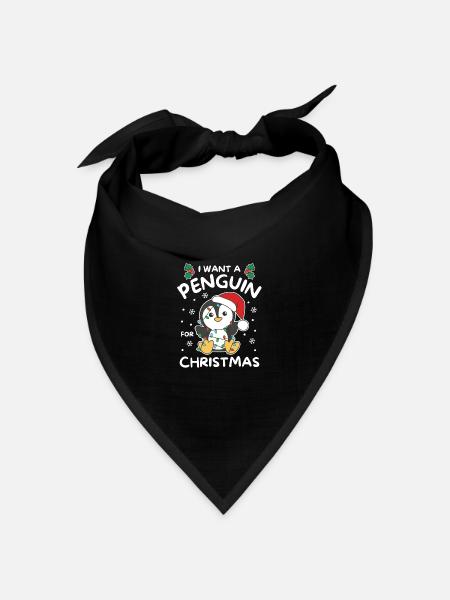 Ich will ein Pinguin zu Weihnachten süße Pinguine - Bandana Dreieckstuch - Schwarz