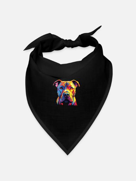 Wasserfarben Farbenfroher Dogo Argentino - Bandana Dreieckstuch - Schwarz